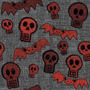 Textured Halloween Bats & Skulls