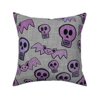 Textured Halloween Bats & Skulls