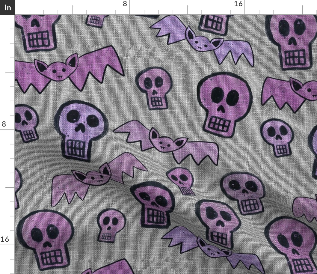 Textured Halloween Bats & Skulls