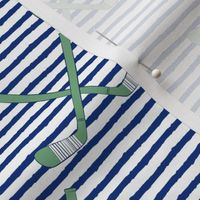 hockey sticks on stripes - green and blue - C21