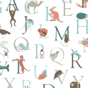 Animal Alphabet - large scale - Revised Coral