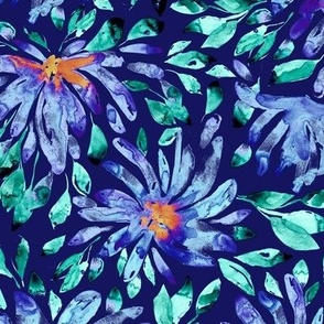 Floral Burst by Liz Conley in Navy