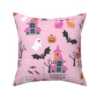Pink Halloween pastel spooky Fabric