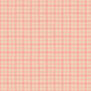 small scale linen gingham - peach