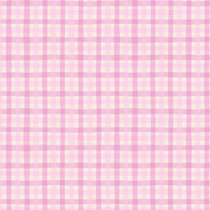 small scale linen gingham - candy pink