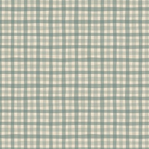 small scale linen gingham - green