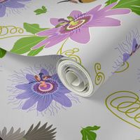 Passionfruit Chinoiserie #2 - silver grey, medium to large 