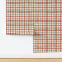 linen gingham - dark red and green