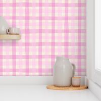 linen gingham - candy pink