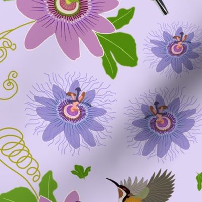 Passionfruit Chinoiserie #2 - soft lilac, medium to large 