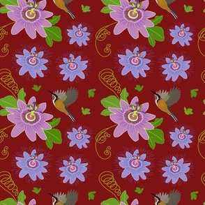 Passionfruit Chinoiserie #2 - garnet red, medium to large 