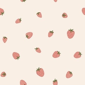 Strawberry on light cream background