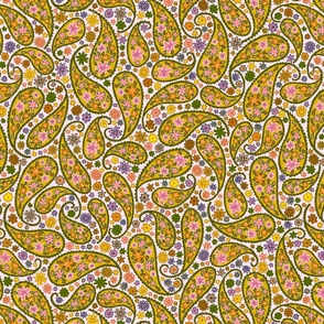 small scale just paisley - green and mustard