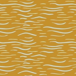 Waves Go By (S) - Ochre with blue ripples