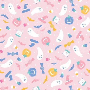 Large Pastel Halloween Happy Ghosts And Candy Corn
