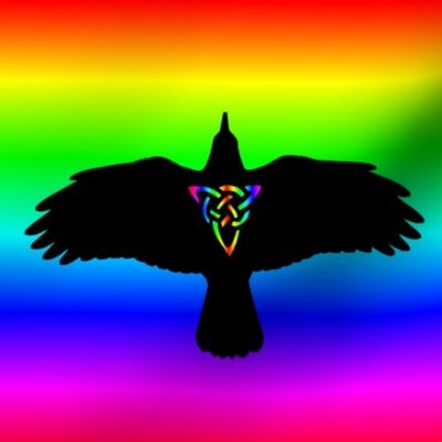 Raven Silhouette Flight knot rainbow