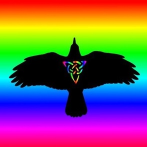 Raven Silhouette Flight knot rainbow