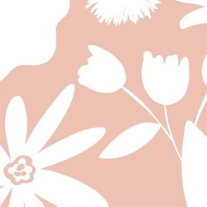 Finley - Boho Girl Floral Silhouette Blush Pink Jumbo Scale