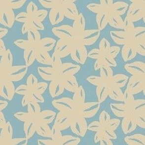 tonal floral beige on blue