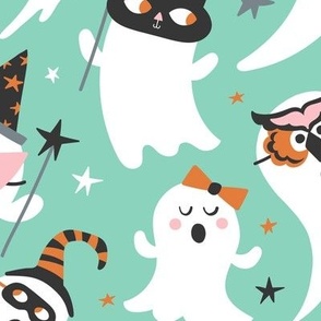 Peek A Boo Party - Halloween Ghost - Mint Green Large Scale