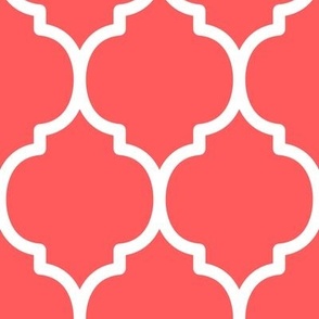 Extra Large Moroccan Tile Pattern - Vibrant Coral and White