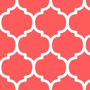 Large Moroccan Tile Pattern - Vibrant Coral and White