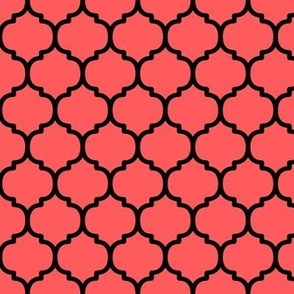 Moroccan Tile Pattern - Vibrant Coral and Black