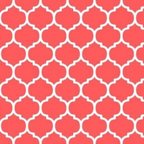 Moroccan Tile Pattern - Vibrant Coral and White