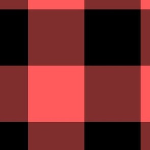 Extra Jumbo Gingham Pattern - Vibrant Coral and Black
