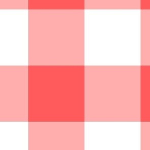 Extra Jumbo Gingham Pattern - Vibrant Coral and White