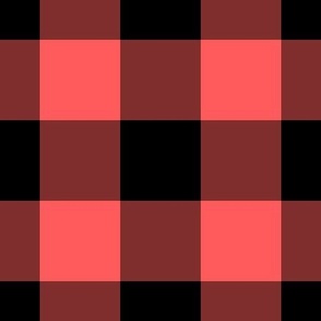 Jumbo Gingham Pattern - Vibrant Coral and Black