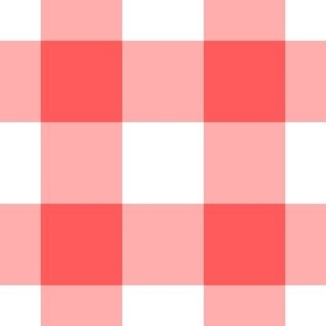 Jumbo Gingham Pattern - Vibrant Coral and White