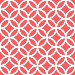 Interlocked Circles Pattern - Vibrant Coral and White