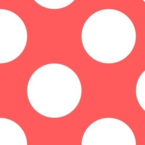 Large Polka Dot Pattern - Vibrant Coral and White