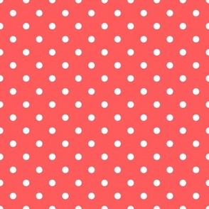 Small Polka Dot Pattern - Vibrant Coral and White