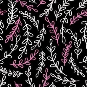 Pink Chalkboard Scribble Leaves