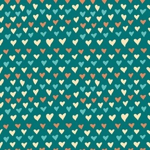 Vintage Hearts Teal- Small