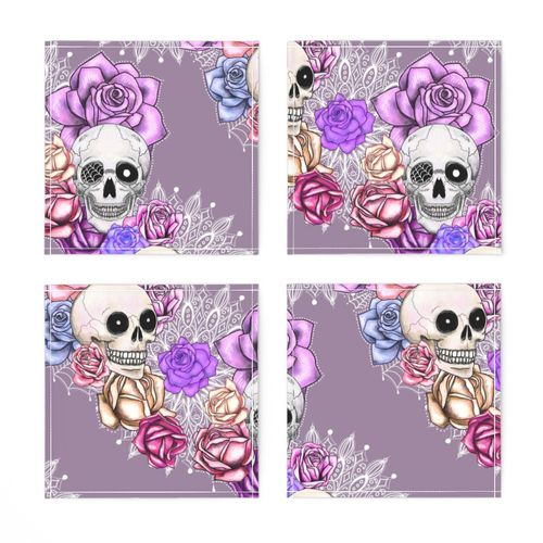 delicate spooky skulls and roses floral skulls