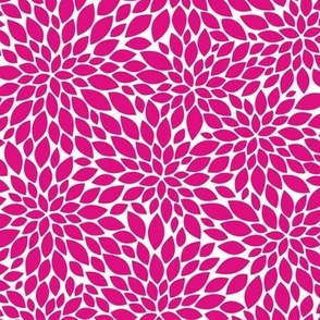 Dahlia Blossoms Pattern - Magenta and White