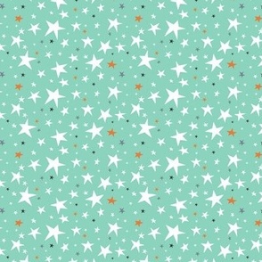 Starlight - Twinkling Stars - Mint Green Small Scale