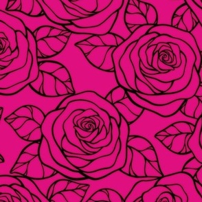 Rose Cutout Pattern - Magenta and Black