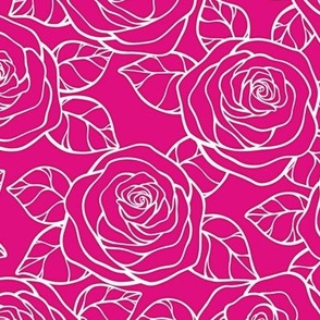 Rose Cutout Pattern - Magenta and White