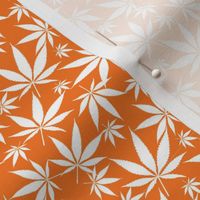 Cannabis leaves - white on orange small