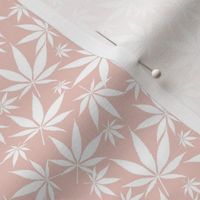 Cannabis leaves - white on petal pink small
