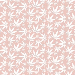 Cannabis leaves - white on petal pink small