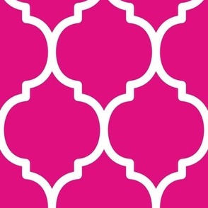 Extra Large Moroccan Tile Pattern - Magenta and White