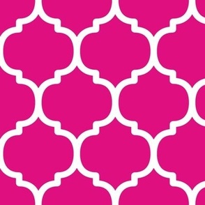 Large Moroccan Tile Pattern - Magenta and White