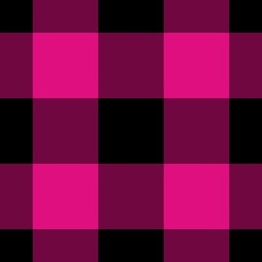 Jumbo Gingham Pattern - Magenta and Black