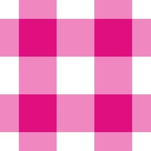 Jumbo Gingham Pattern - Magenta and White