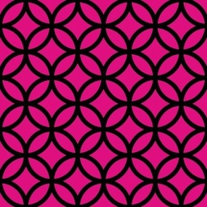 Interlocked Circles Pattern - Magenta and Black